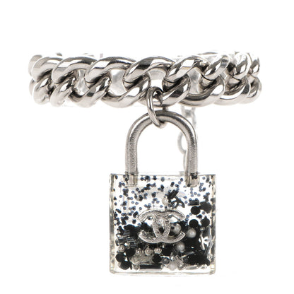 Chanel Plexiglass Pearl CC Padlock Bracelet Silver 1 of 8