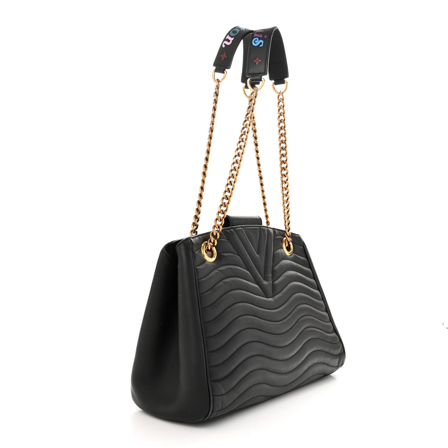 Louis Vuitton Calfskin New Wave Chain Tote Black 3 of 13