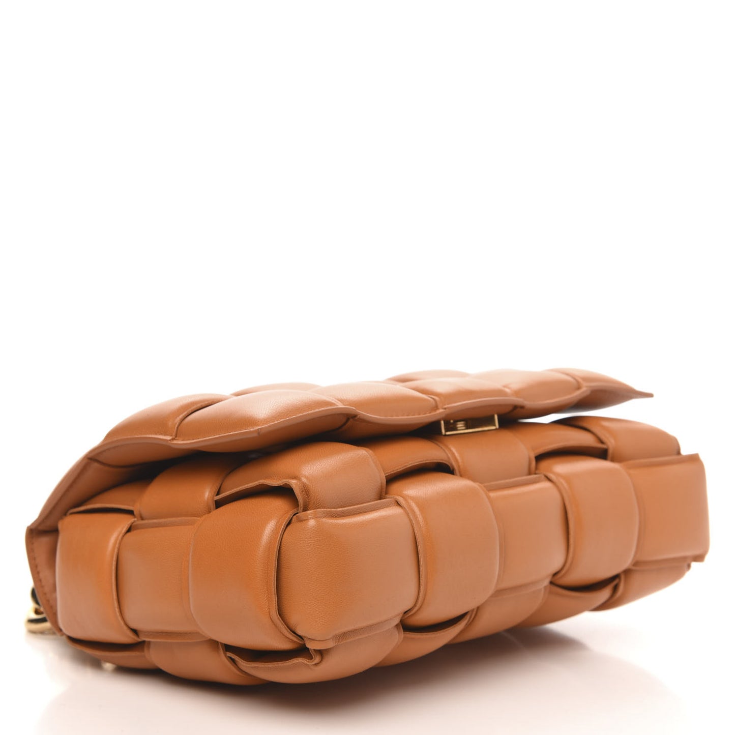 Lambskin Maxi Intreccio Padded Chain Cassette Crossbody Bag Clay