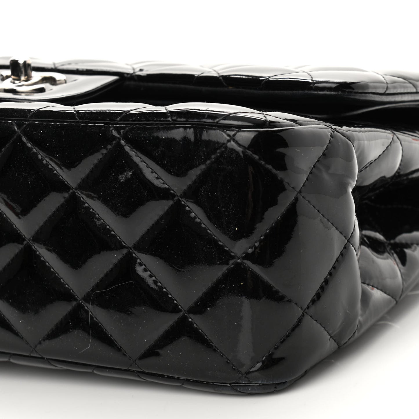 Patent Quilted Jumbo Double Flap Black