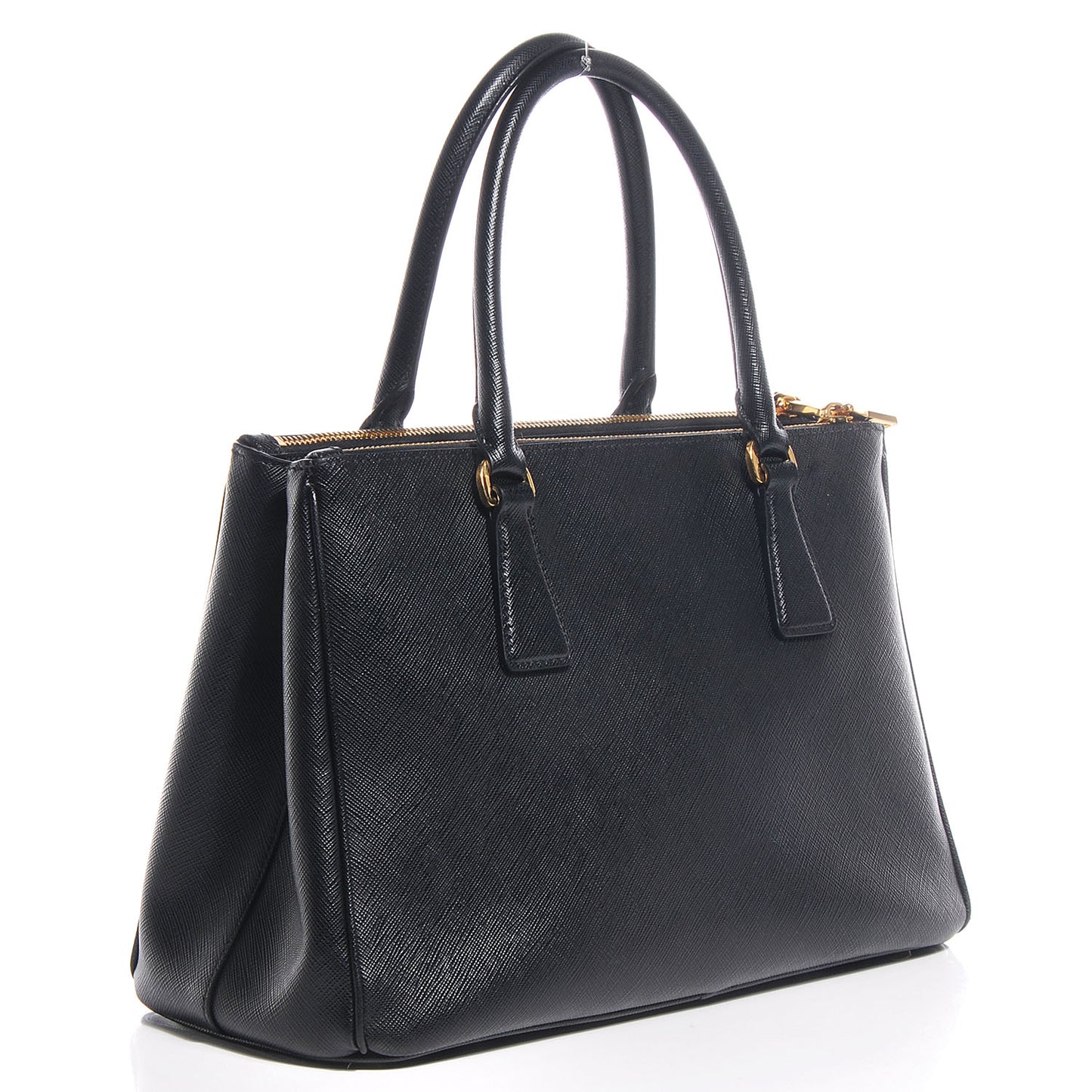 Saffiano Lux Small Double Zip Tote Nero Black