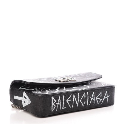 Balenciaga Calfskin Graffiti BB Chain Wallet Black White 4 of 8