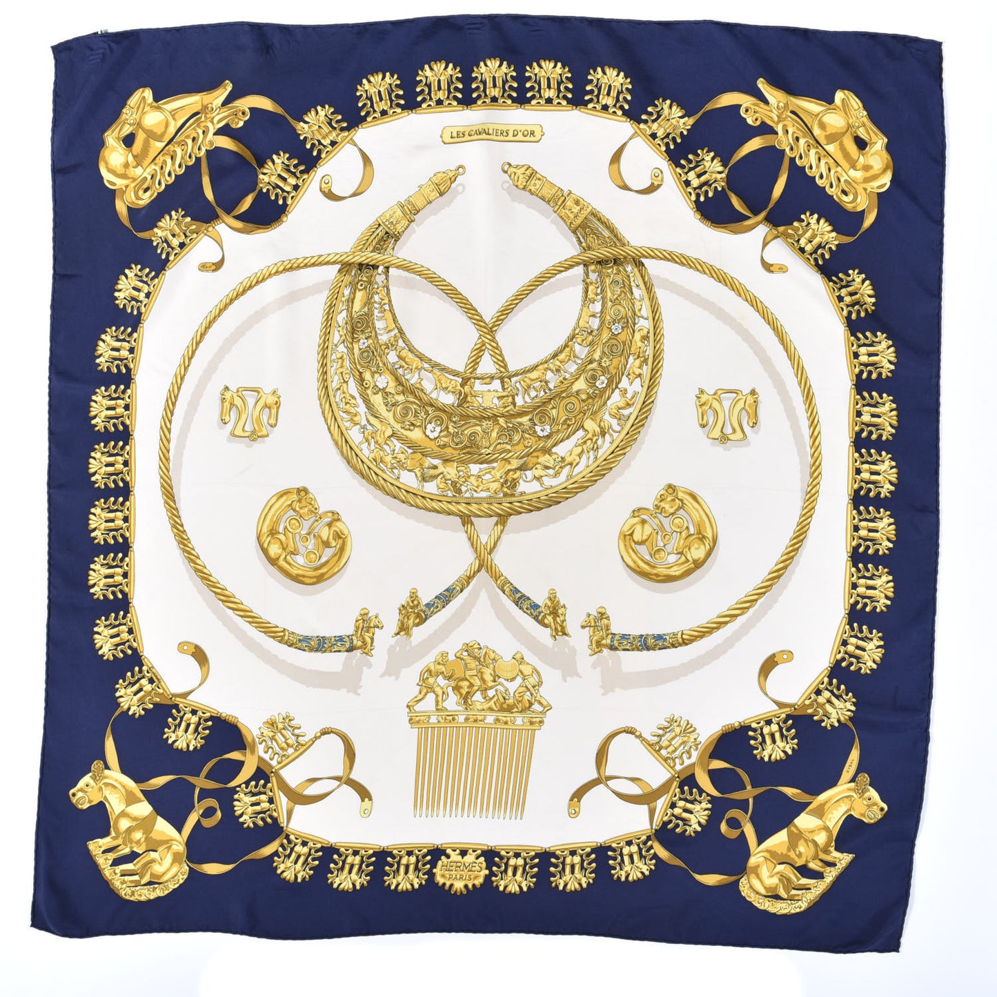 Silk Mousseline Les Cavaliers D'Or Scarf 90
