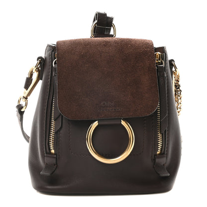 Chloe Suede Calfskin Mini Faye Backpack Carbon Brown 1 of 10