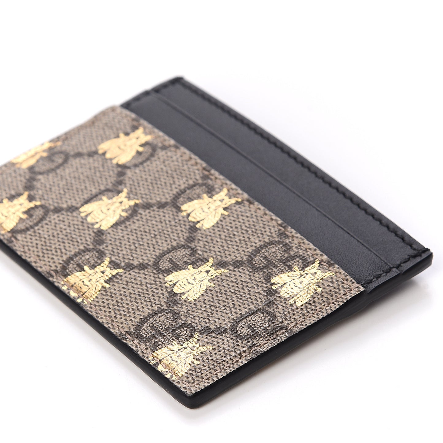 GG Supreme Monogram Bees Card Holder Black