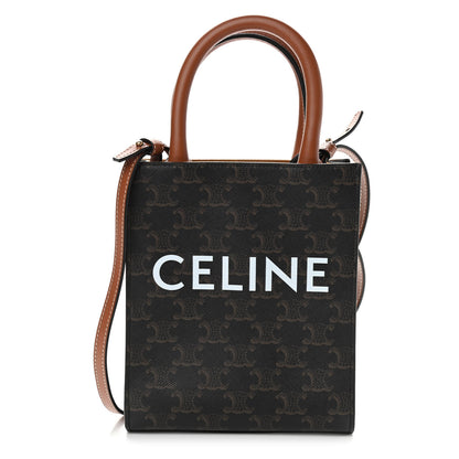 Celine Triomphe Canvas Calfskin Mini Vertical Cabas Tan 1 of 9