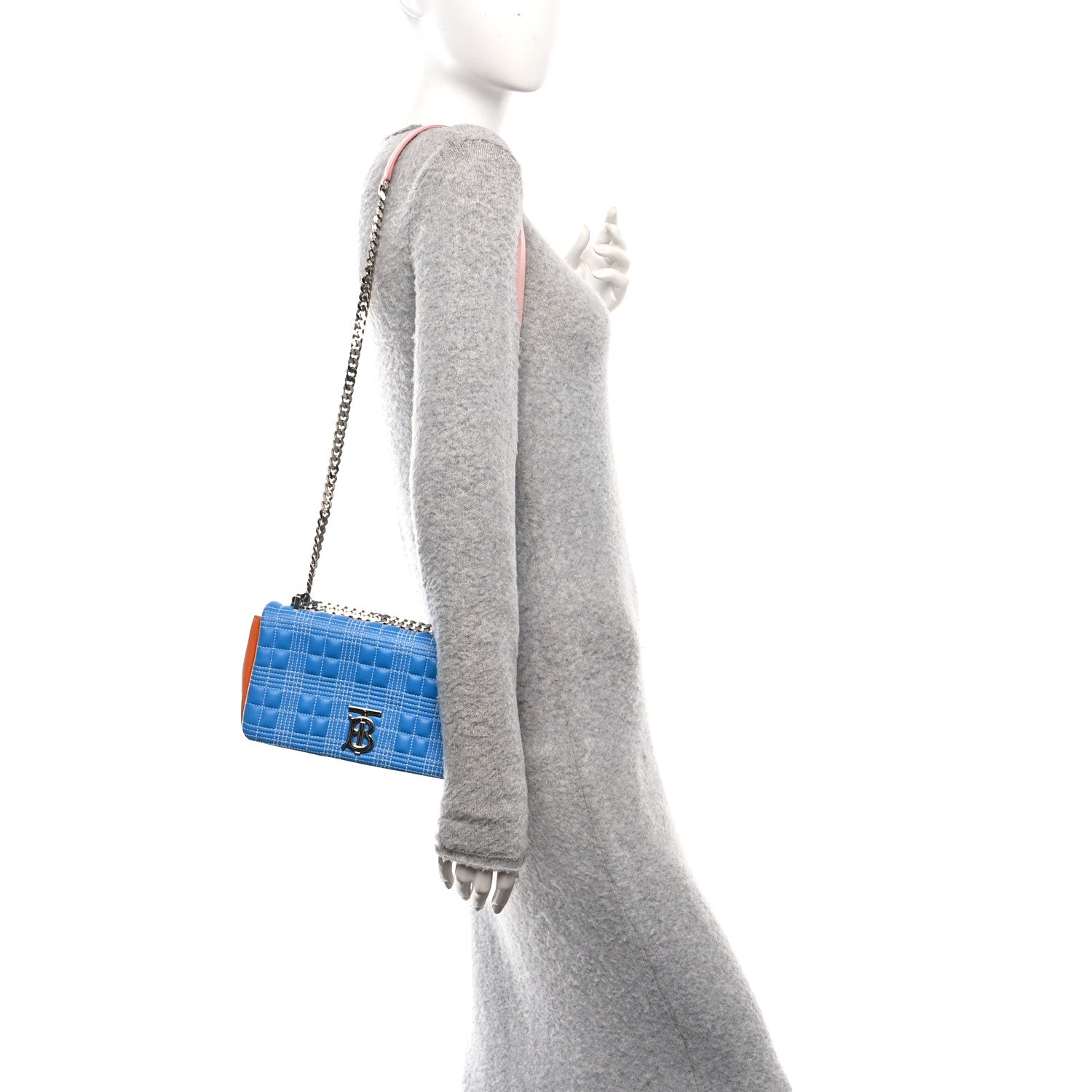 Burberry Lambskin Quilted Small Lola Bag Cyan Blue Orange Pink 2 of 10
