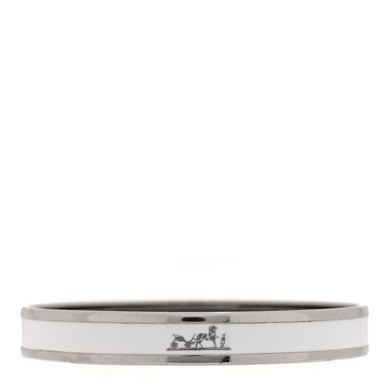 Hermes Enamel Printed Narrow Caleche Bracelet 70 White 1 of 5