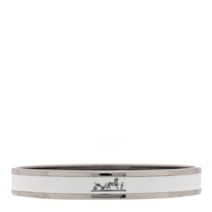 Hermes Enamel Printed Narrow Caleche Bracelet 70 White 1 of 5