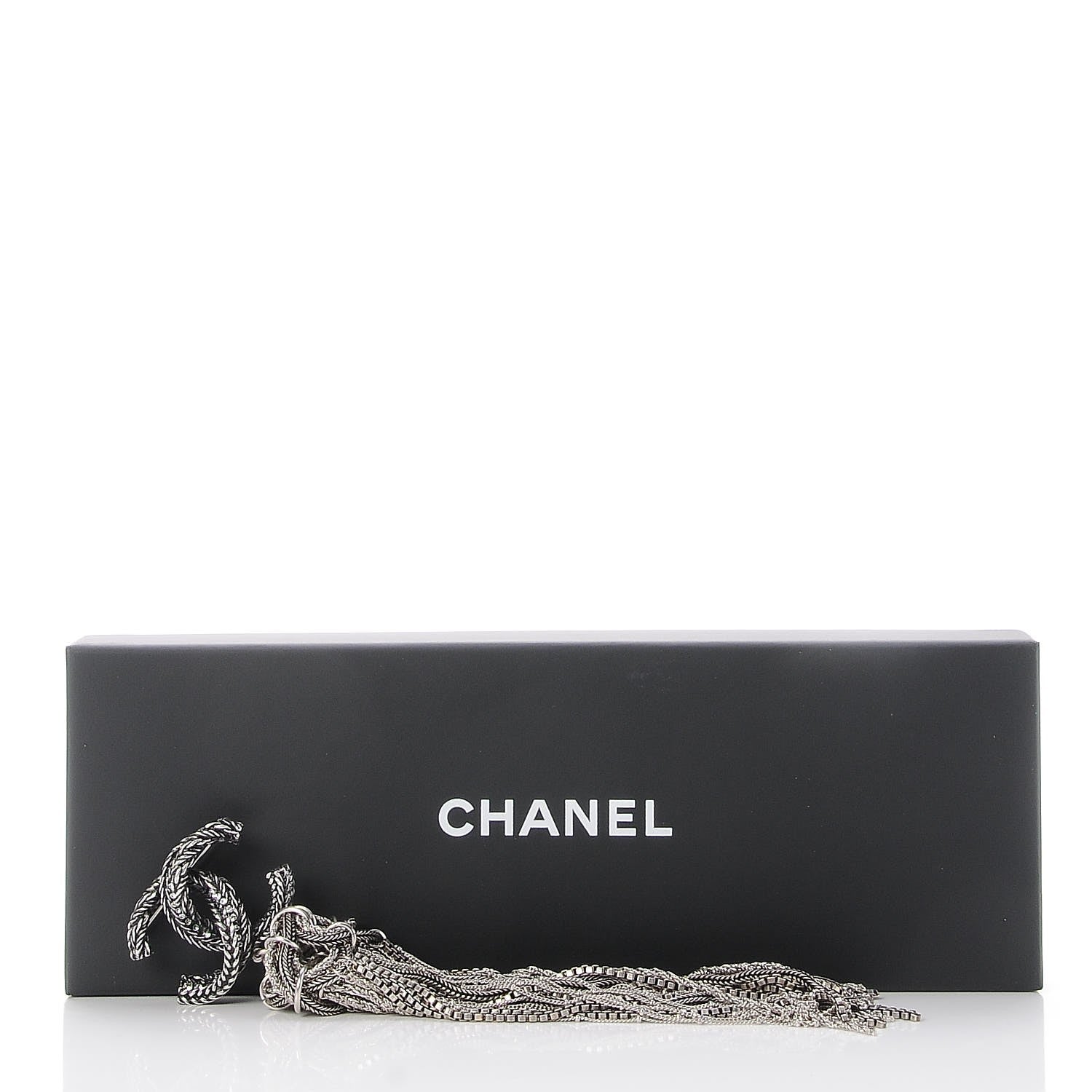 Chanel Crystal Chain Fringe CC Brooch Silver 5 of 5