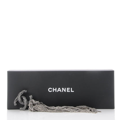 Chanel Crystal Chain Fringe CC Brooch Silver 5 of 5