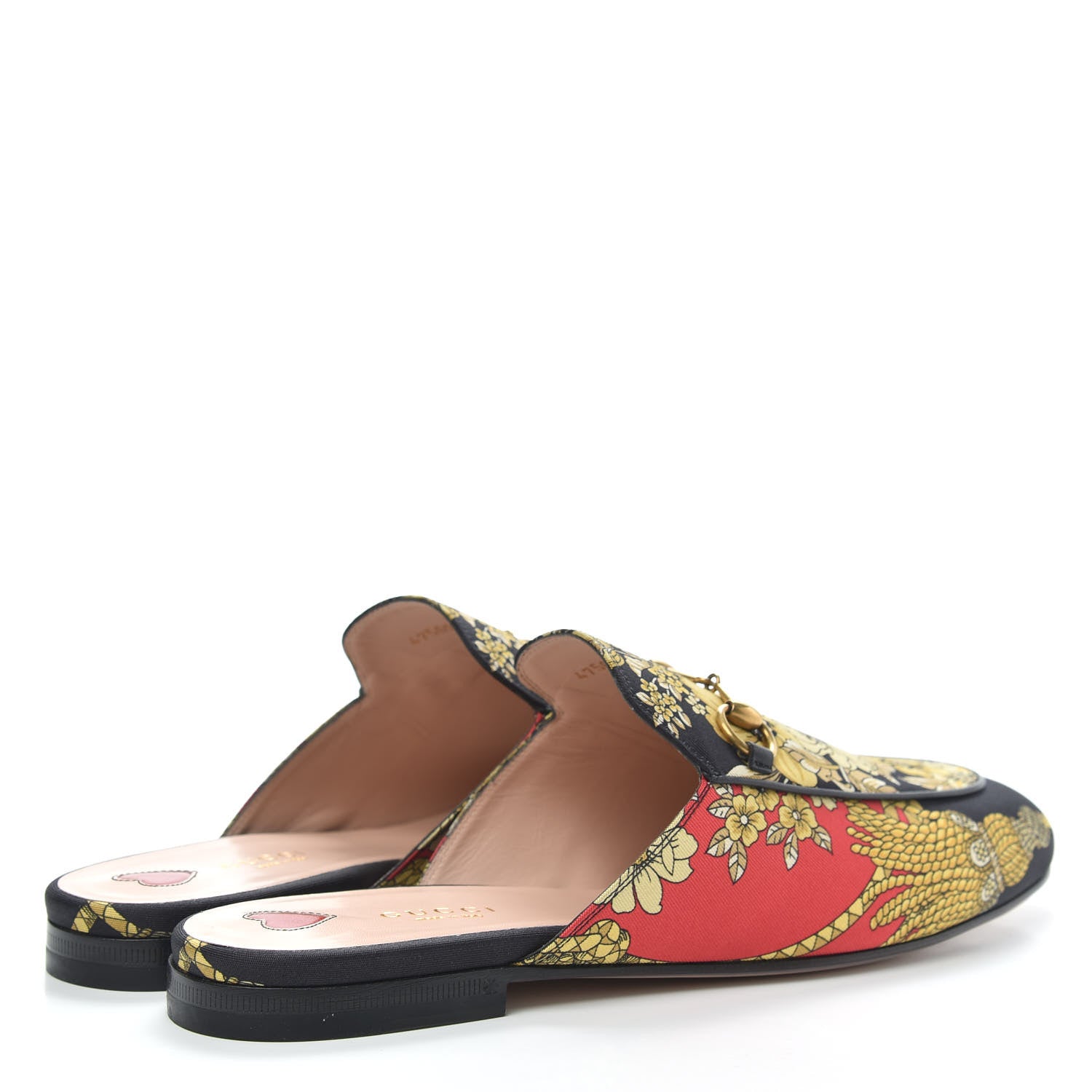 Gucci Twill Flora Womens Princetown Slippers 40 Red Black 4 of 9