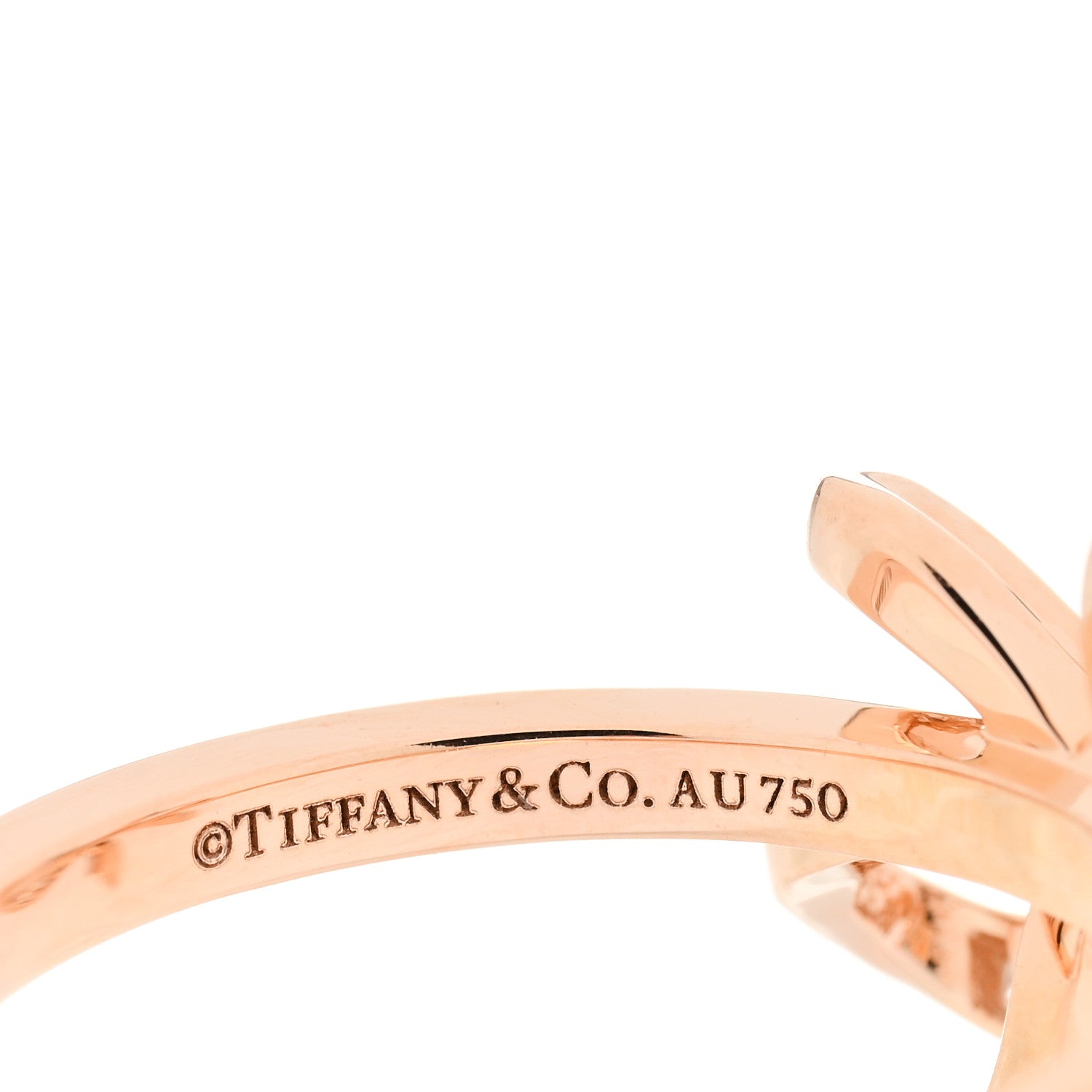 Tiffany 18K Rose Gold Diamond .20ct Double Bow Ring 49 5 1315310