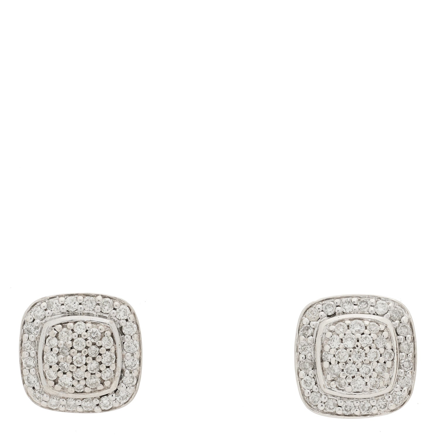 David Yurman Sterling Silver Diamond 5mm Pave Albion Earrings 1 of 4
