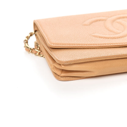 Chanel Caviar Timeless CC Wallet on Chain WOC Beige 9 of 12
