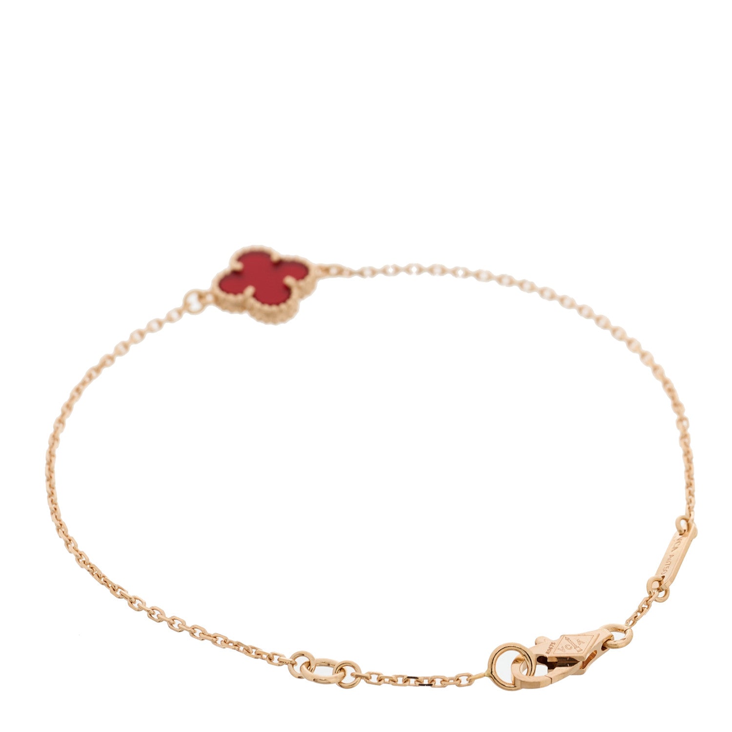 Van Cleef & Arpels 18K Rose Gold Carnelian Sweet Alhambra Bracelet 2 of 5