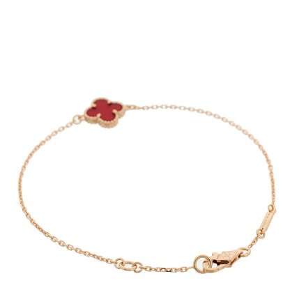 Van Cleef & Arpels 18K Rose Gold Carnelian Sweet Alhambra Bracelet 2 of 5