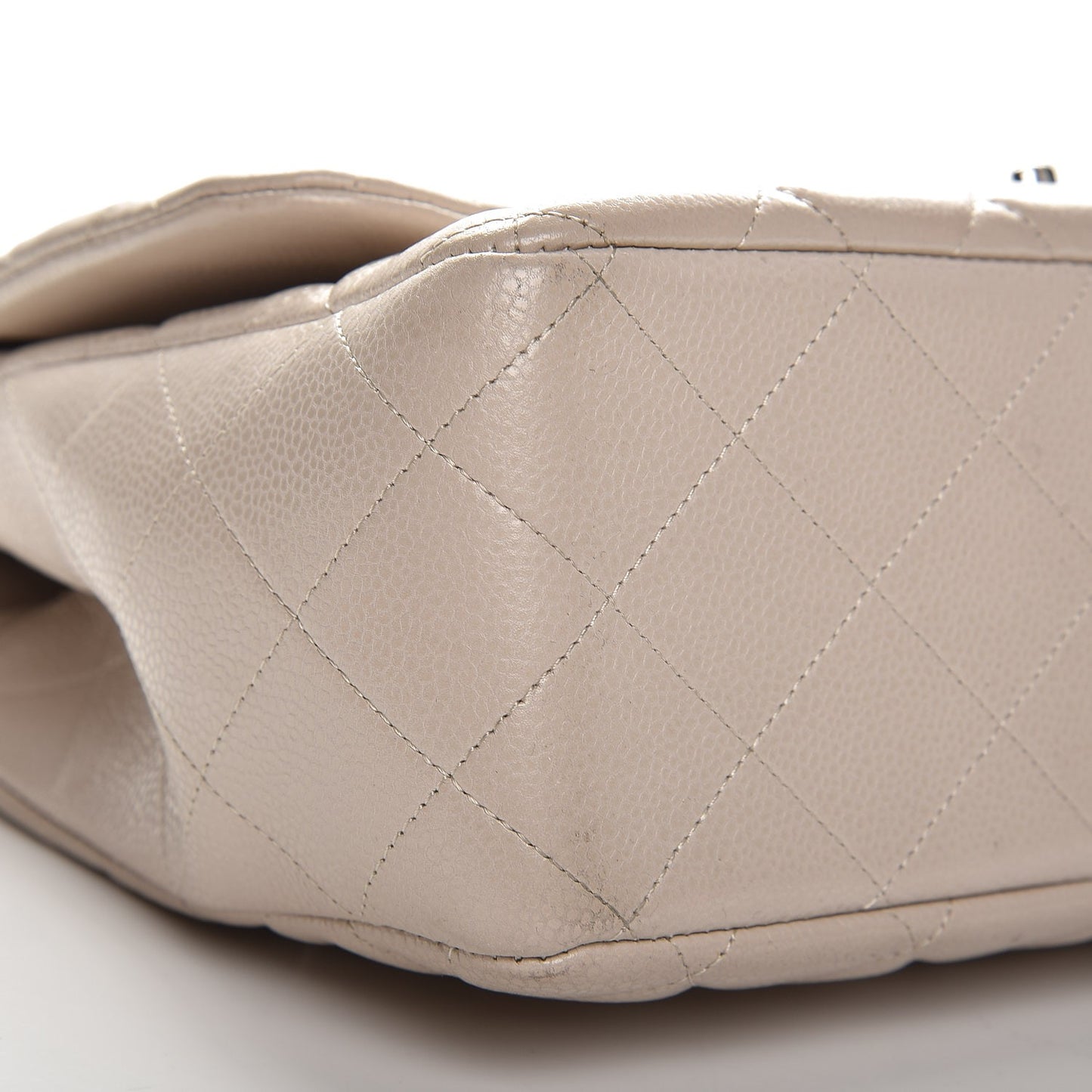 Caviar Quilted Jumbo Single Flap Beige