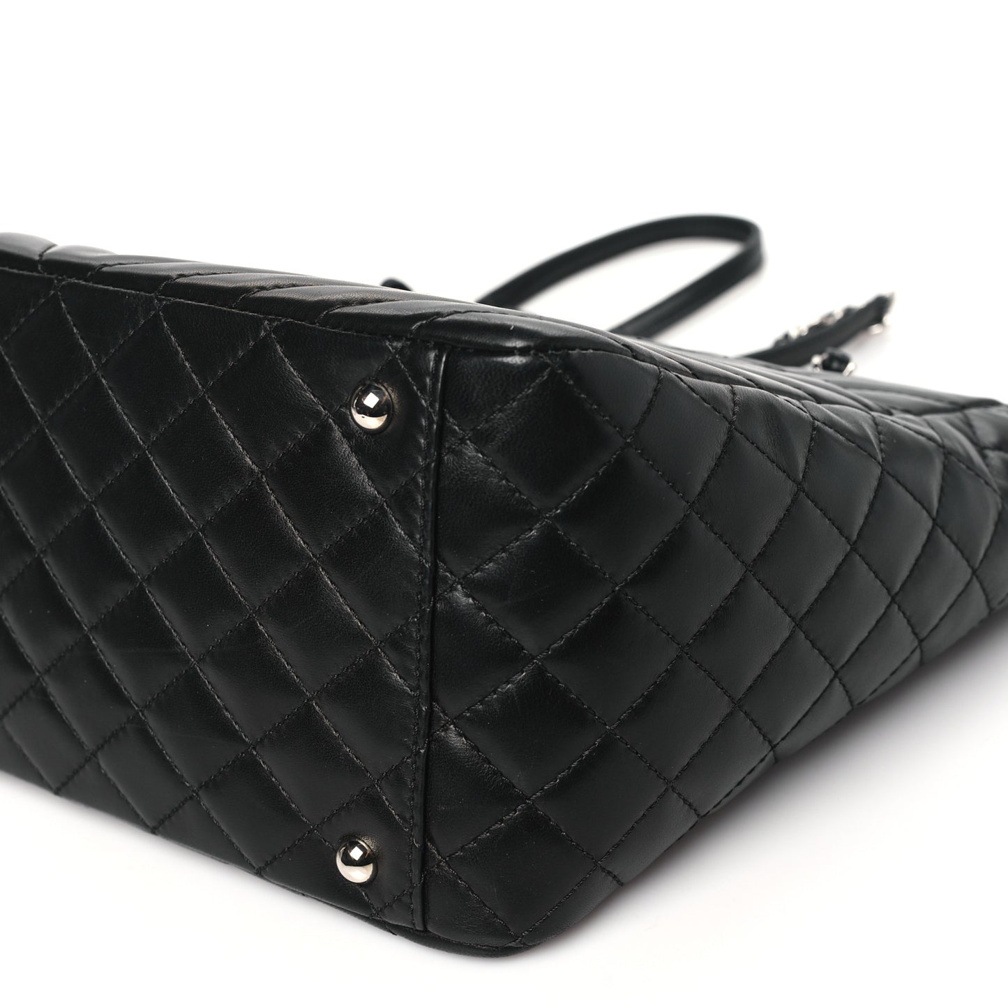 Lambskin Surpique Chevron Quilted Tote Black