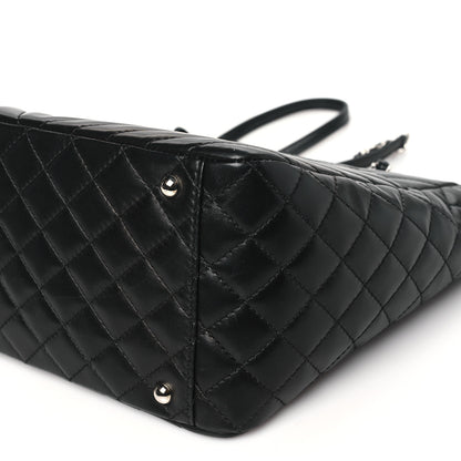 Chanel Lambskin Surpique Chevron Quilted Tote Black 10 of 11