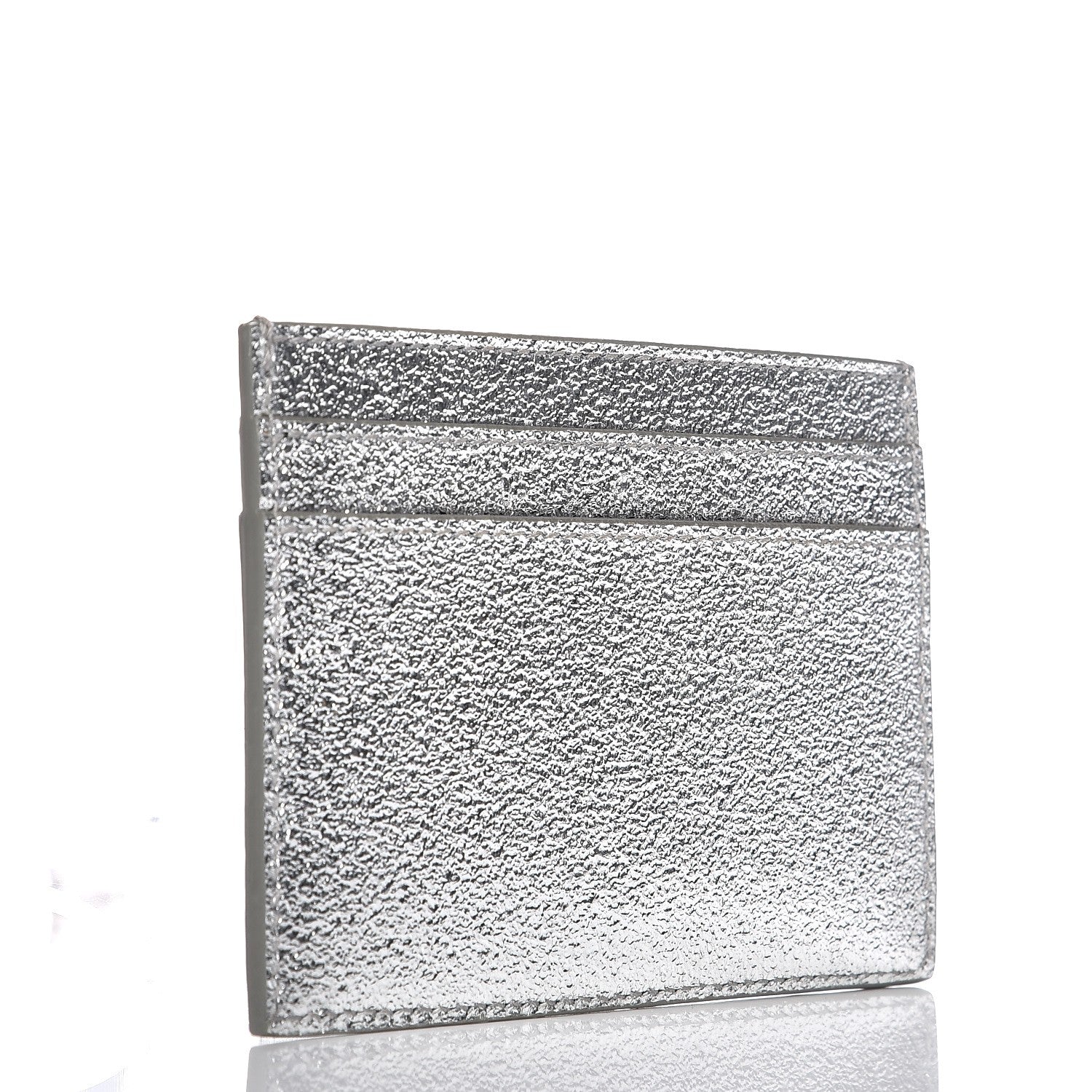 Saint Laurent Metallic Calfskin Monogram Credit Card Case Argento 3 of 8