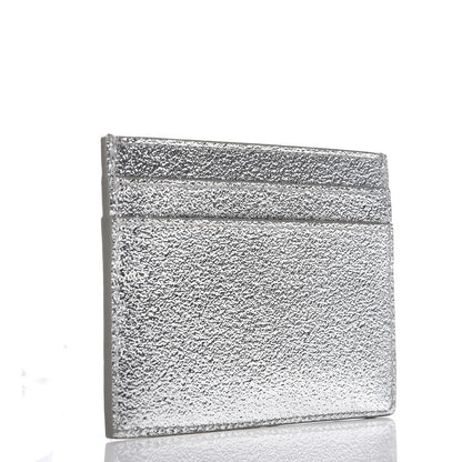 Saint Laurent Metallic Calfskin Monogram Credit Card Case Argento 3 of 8