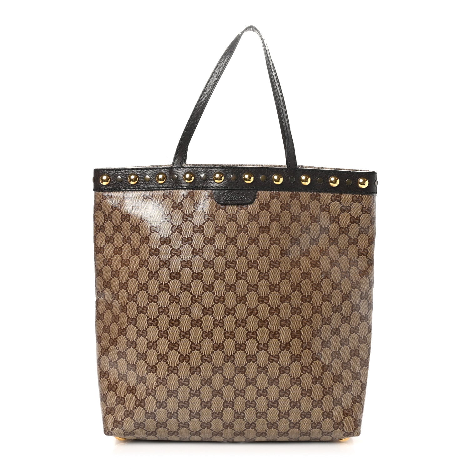 Gucci Crystal Monogram Large Babouska Vertical Shopping Tote Brown 1 of 12