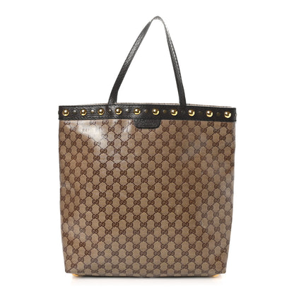 Gucci Crystal Monogram Large Babouska Vertical Shopping Tote Brown 1 of 12