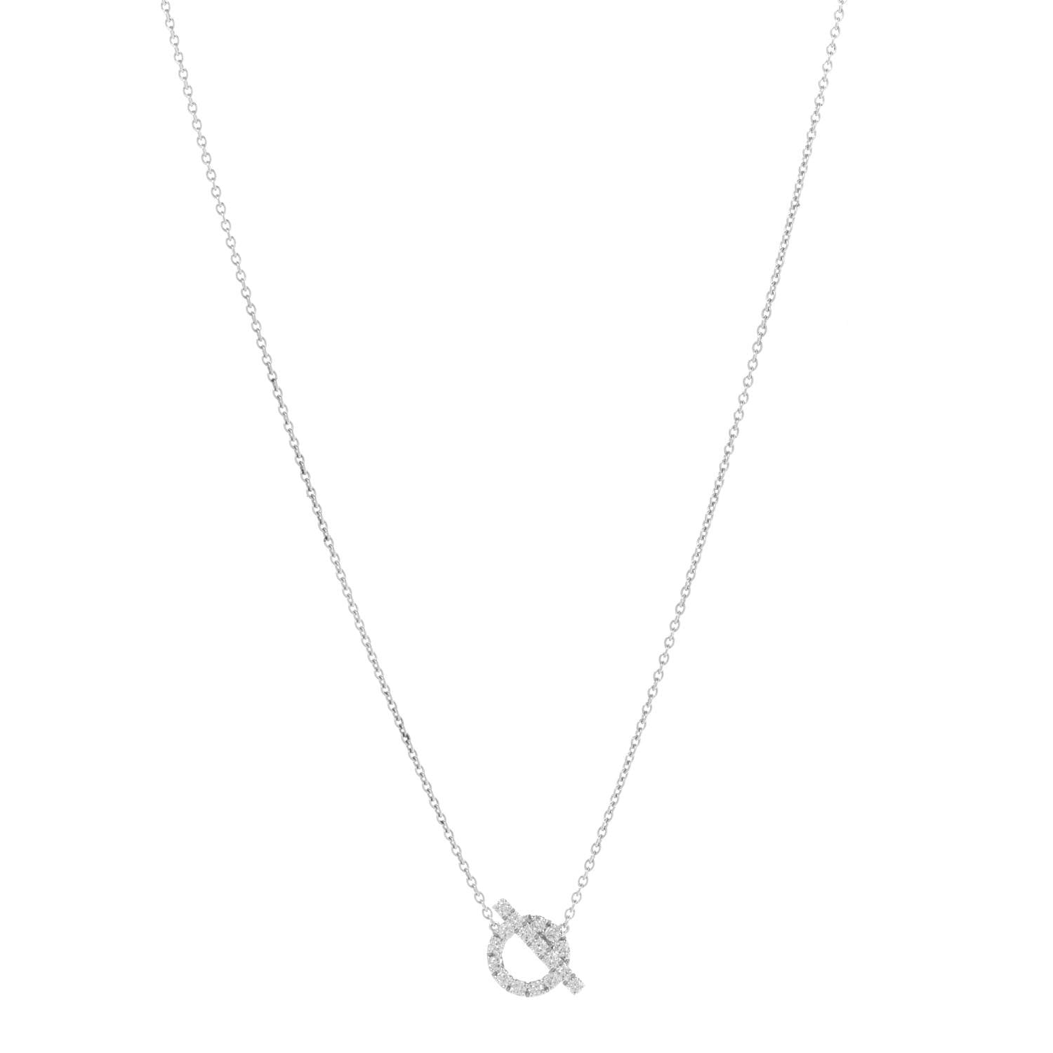 Hermes 18K White Gold Diamond Finesse Pendant Necklace 1 of 7