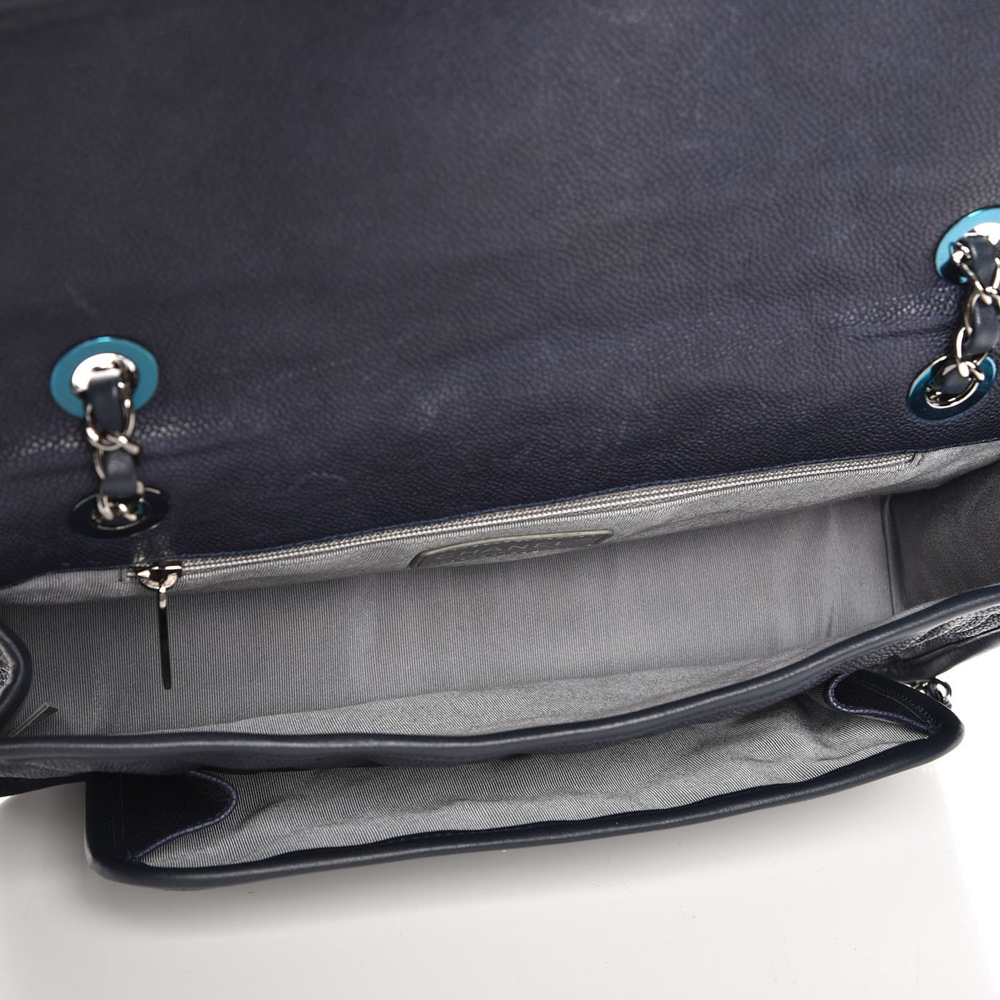 Caviar Quilted Medium French Riviera Flap Dark Navy Blue
