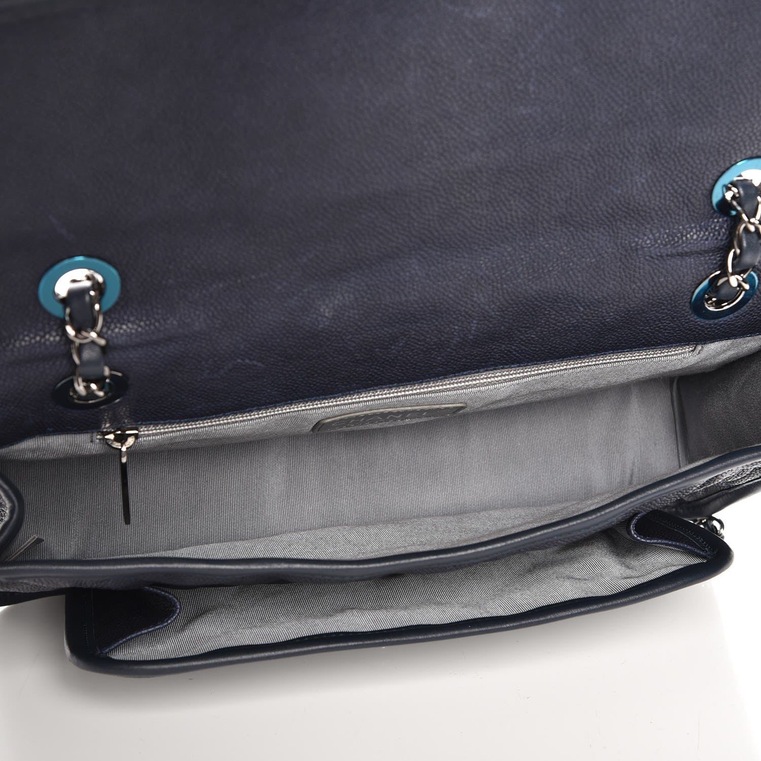 Chanel Caviar Quilted Medium French Riviera Flap Dark Navy Blue 5 of 9
