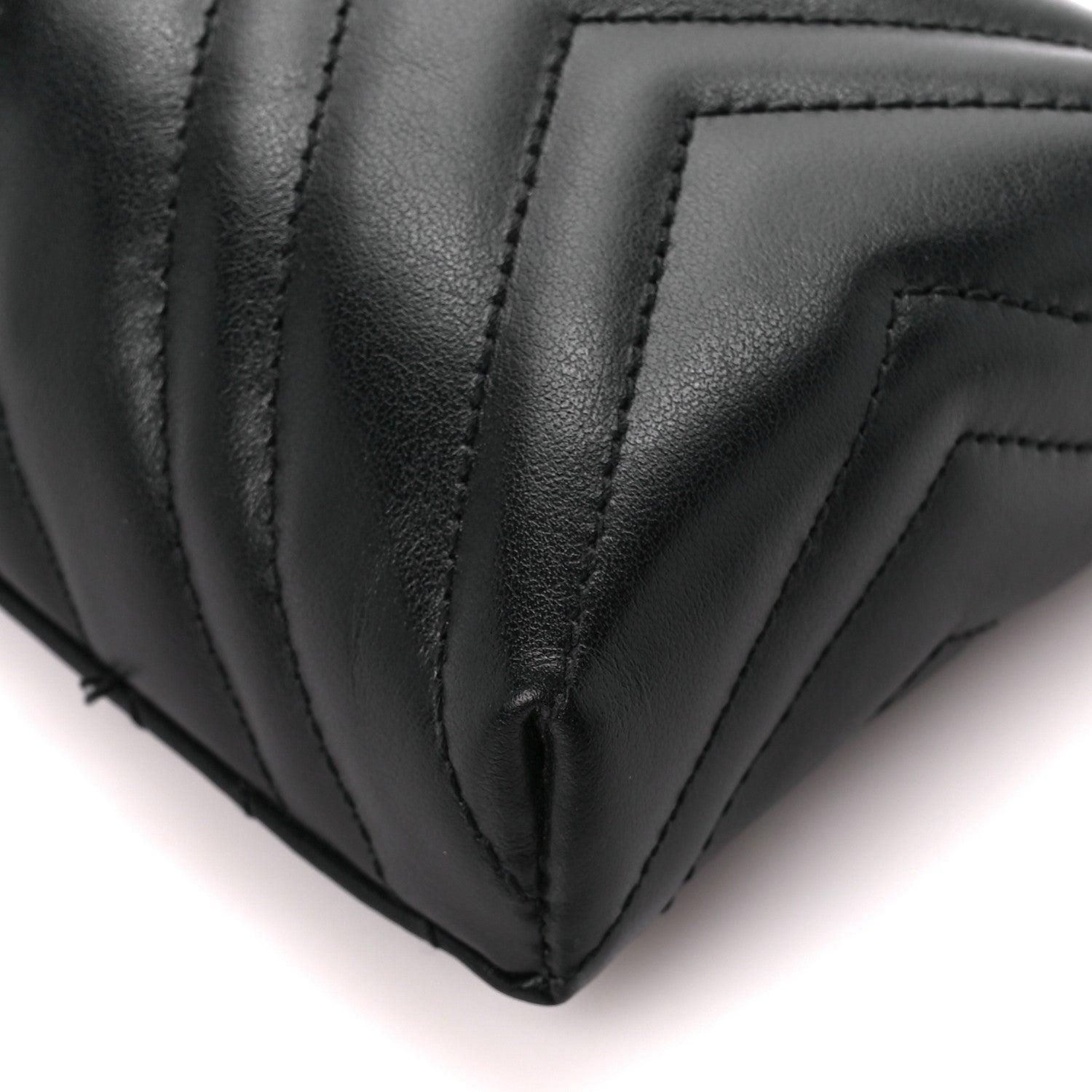 Gucci Calfskin Matelasse Mini GG Marmont Crossbody Bag Black 9 of 11