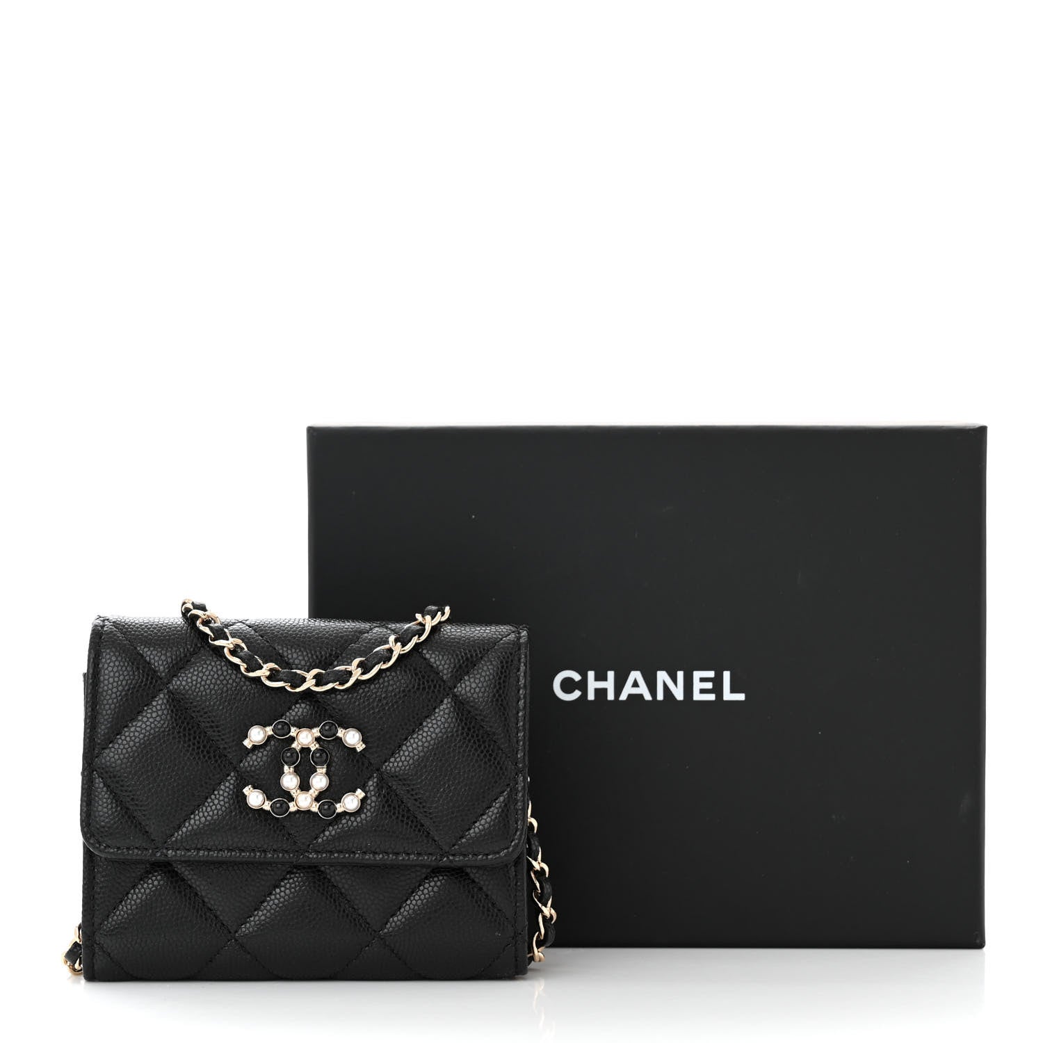 Chanel Caviar Quilted Coco Candy Card Holder On Chain Black 12 of 12