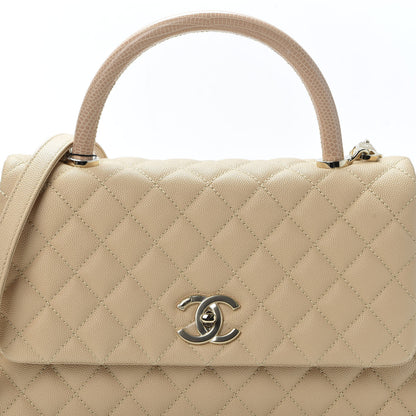 Chanel Caviar Lizard Embossed Quilted Small Coco Handle Flap Beige 9 of 10