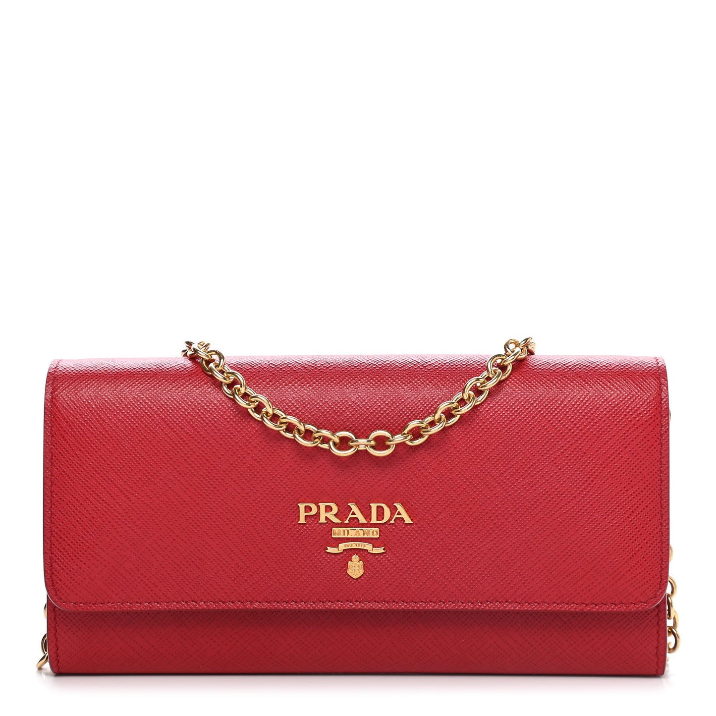 Saffiano Metal Oro Chain Wallet Fuoco