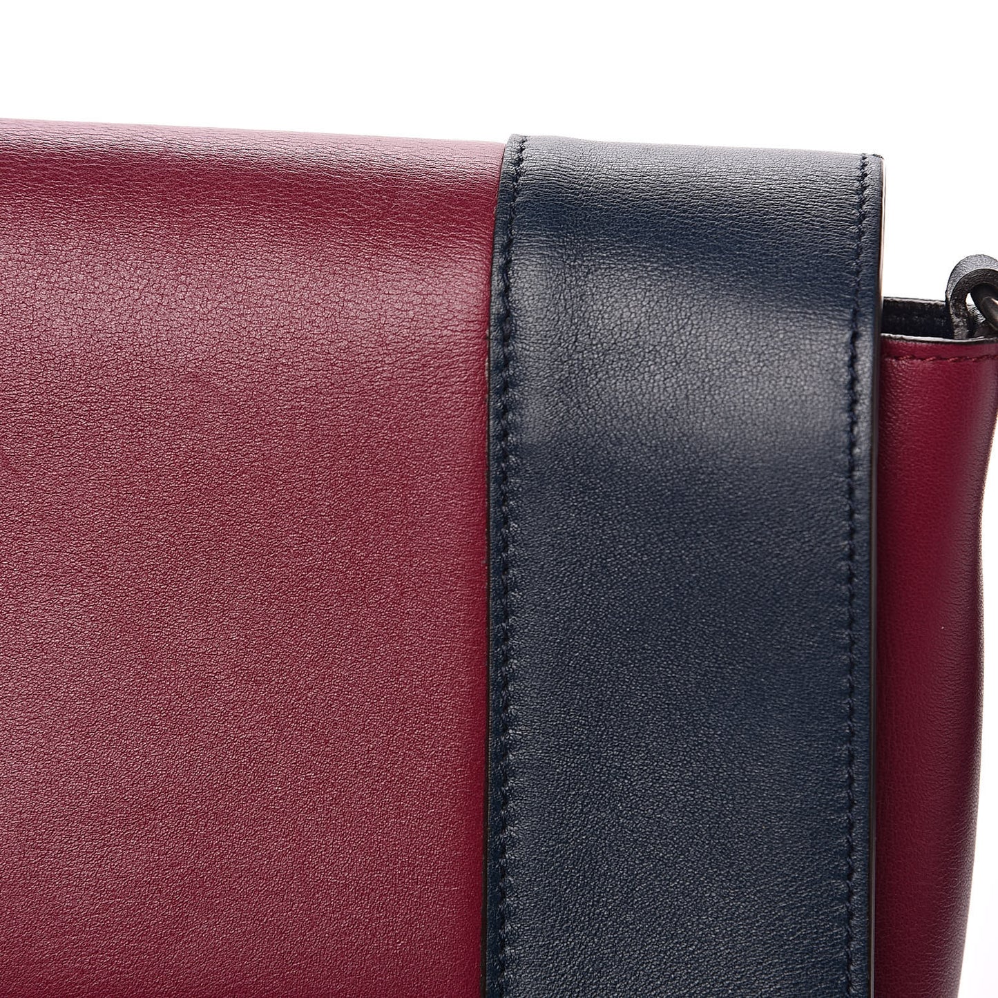 Shiny Smooth Calfskin Medium Frame Shoulder Bag Steel Blue Plum