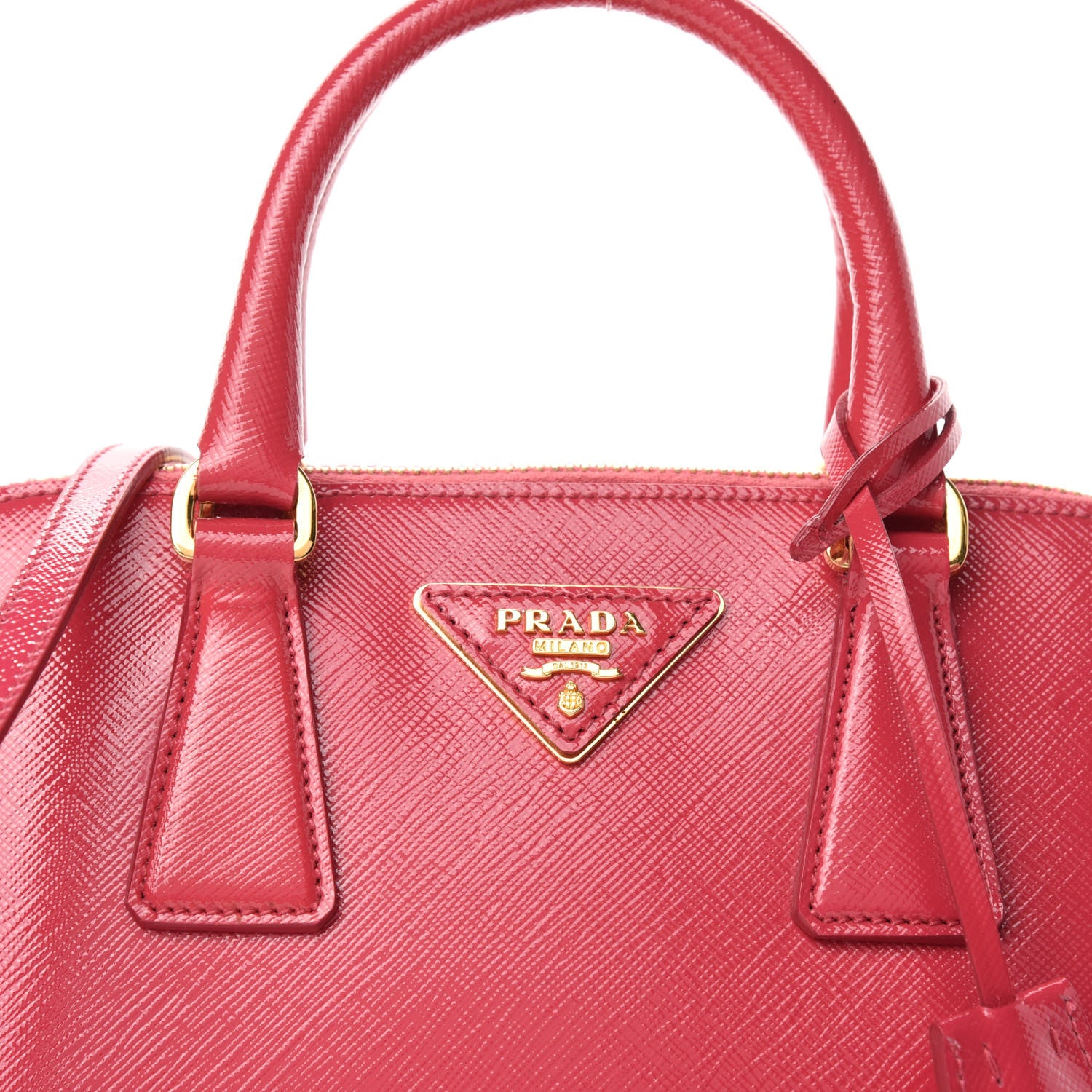 Prada Saffiano Vernice Small Promenade Tote Peonia 11 of 11