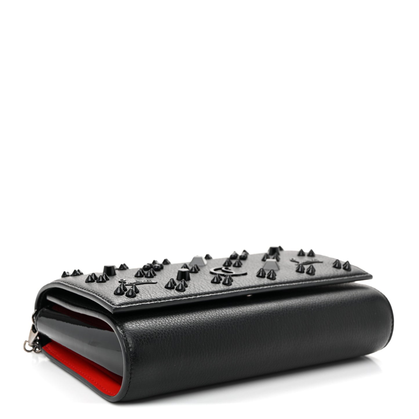 Calfskin Spikes Loubinthesky Paloma Clutch Black