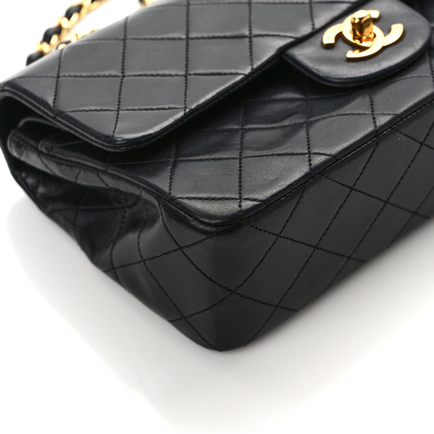 Lambskin Quilted Small Double Flap Black