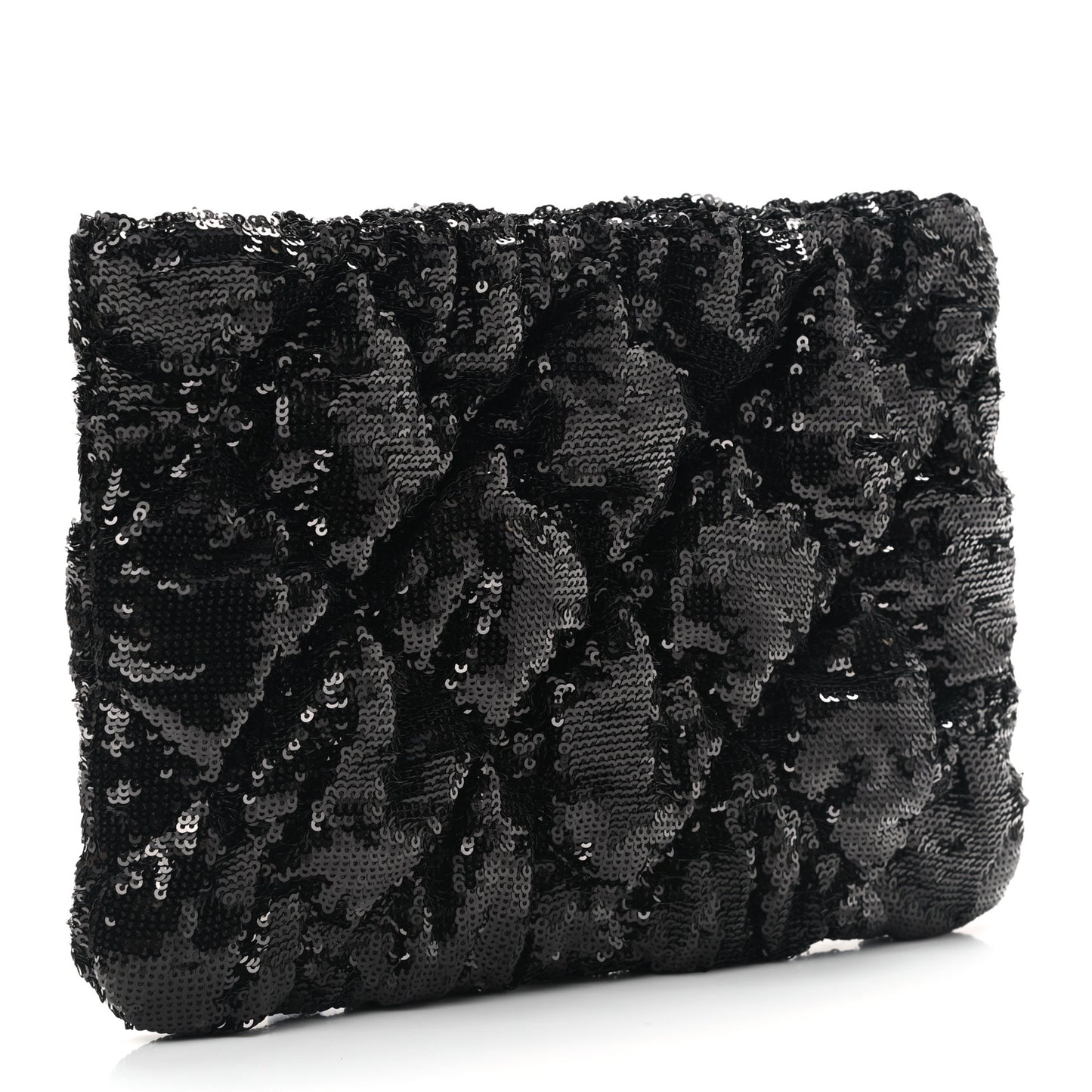 Sequins Quilted Large Chanel 19 Pouch Black