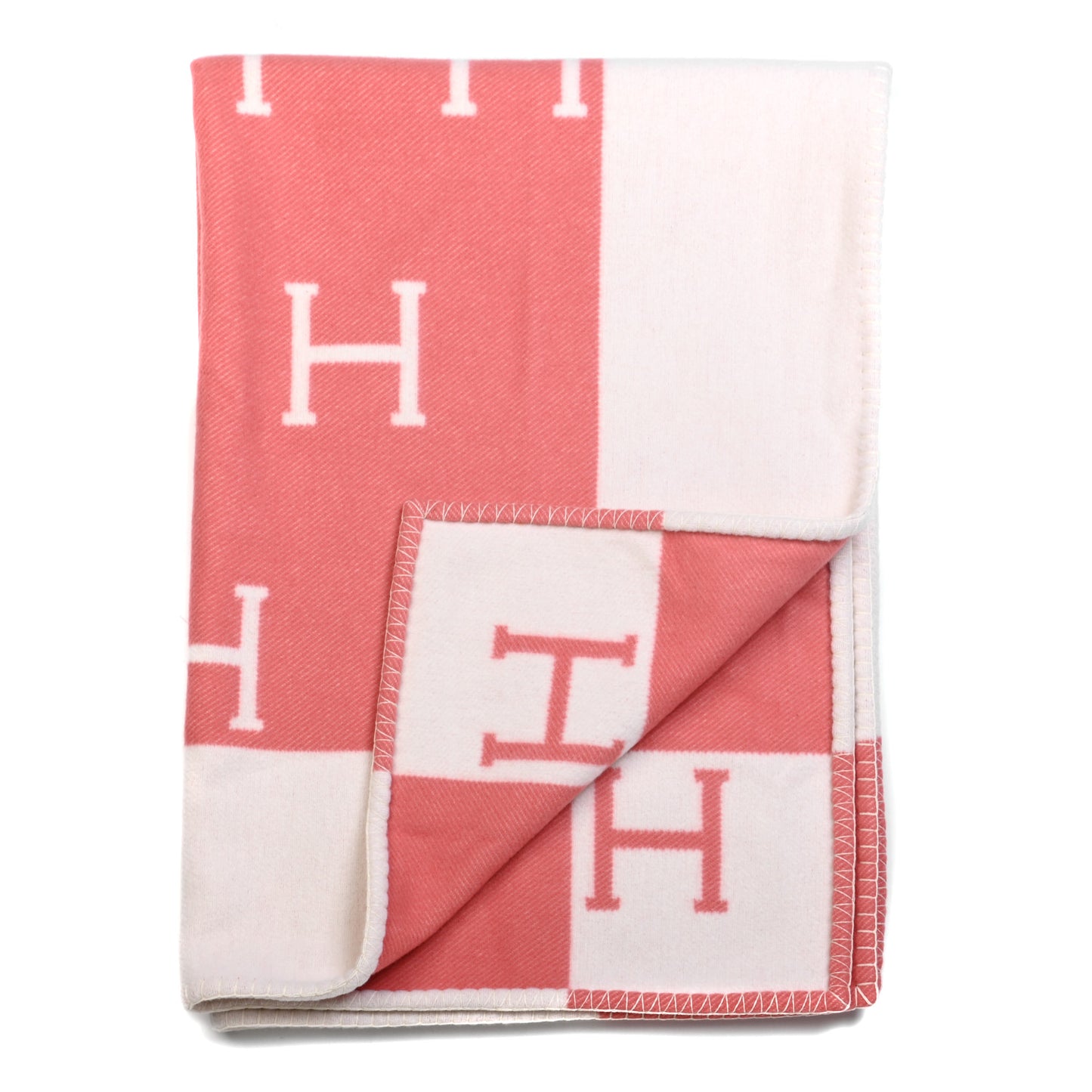 Wool Cashmere Avalon Baby Blanket Rose Airelle White