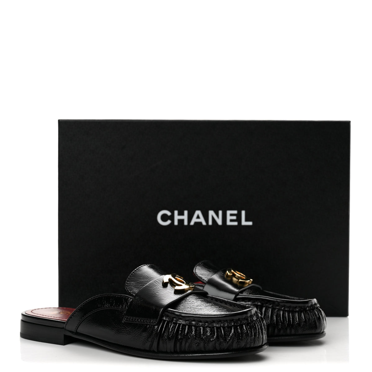 Chanel Shiny Crumpled Lambskin CC Mules 36 Black 11 of 11
