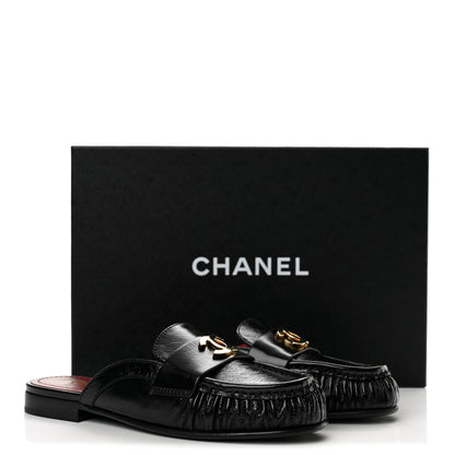 Chanel Shiny Crumpled Lambskin CC Mules 36 Black 11 of 11
