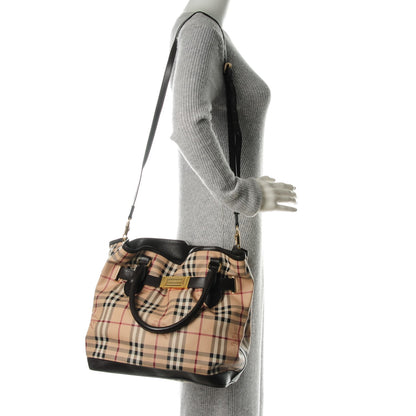 Burberry Haymarket Check Medium Golderton Tote Chocolate 2 of 8