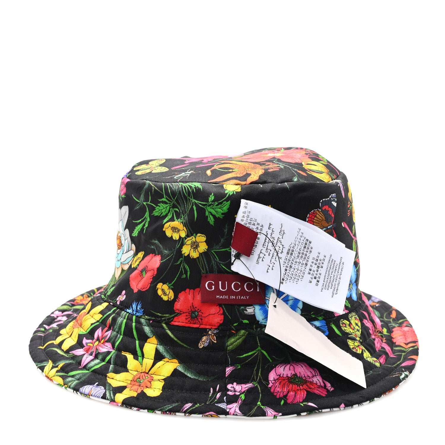 Gucci Silk Monogram Bob Reversible Flora Bucket Hat L White Multicolor 4 of 11