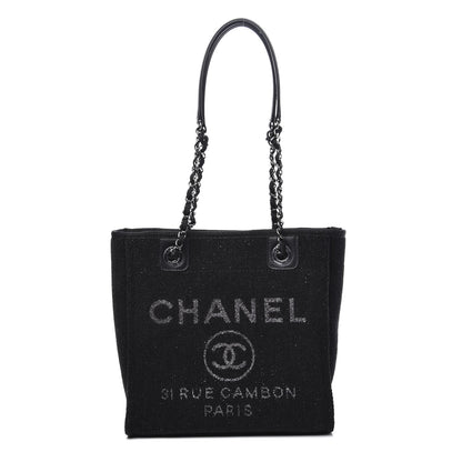 Chanel Lurex Boucle Mini Deauville Tote Black 1 of 10