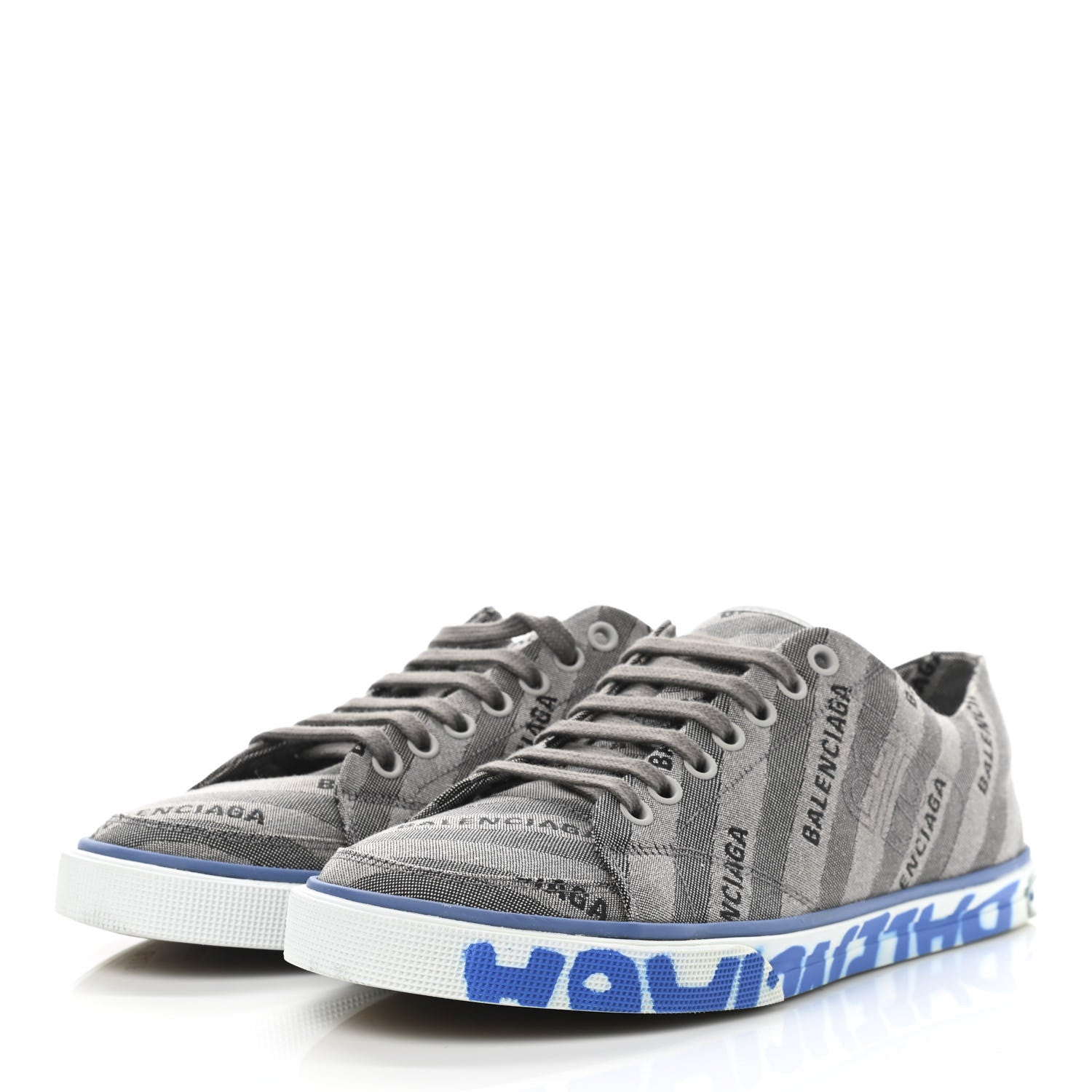 Balenciaga Canvas Jacquard Diagonal Allover Logo Womens Match Graffiti Sneakers 40 Grey 3 of 14