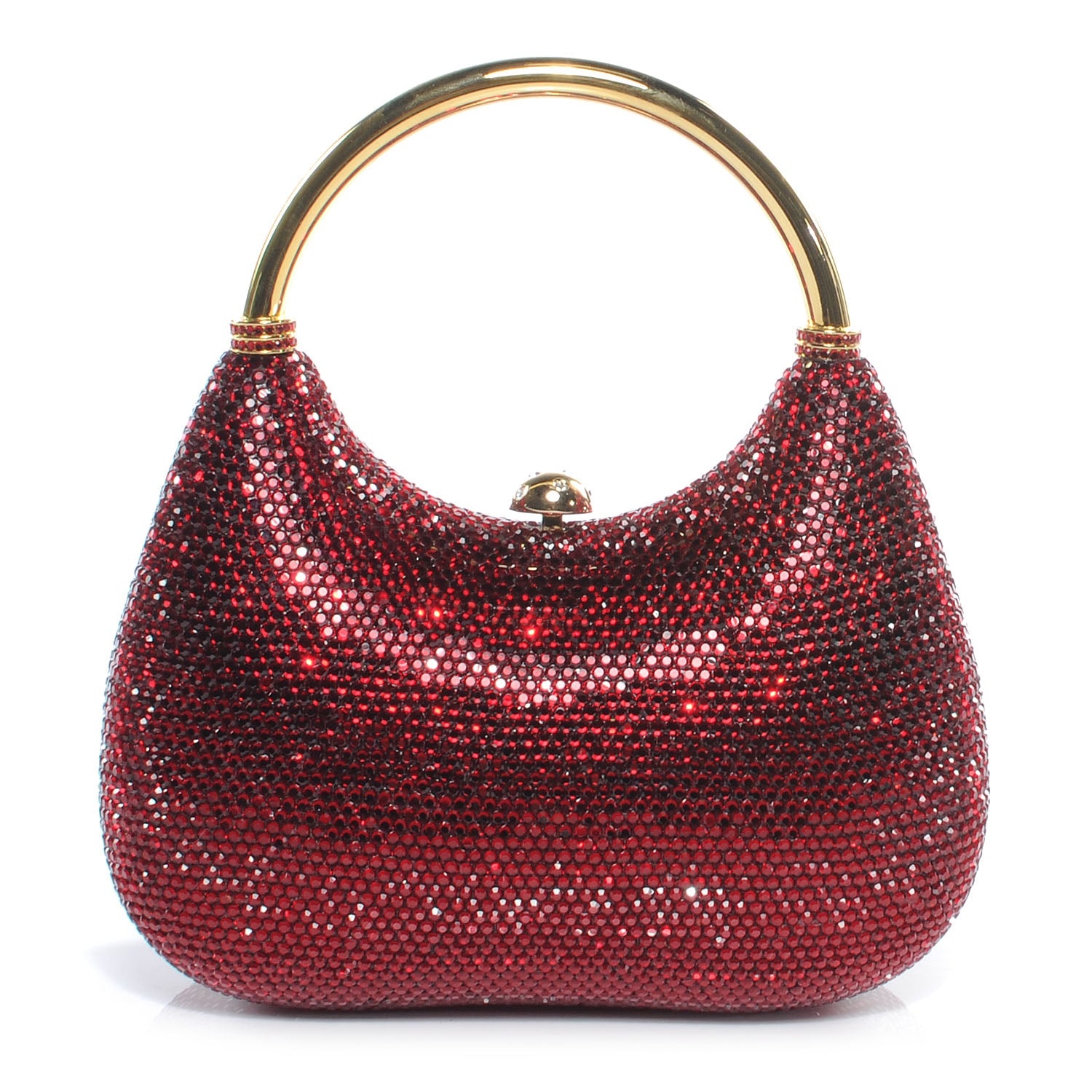 Judith Leiber Swarovski Crystal Minaudiere Evening Clutch Red 1 of 7