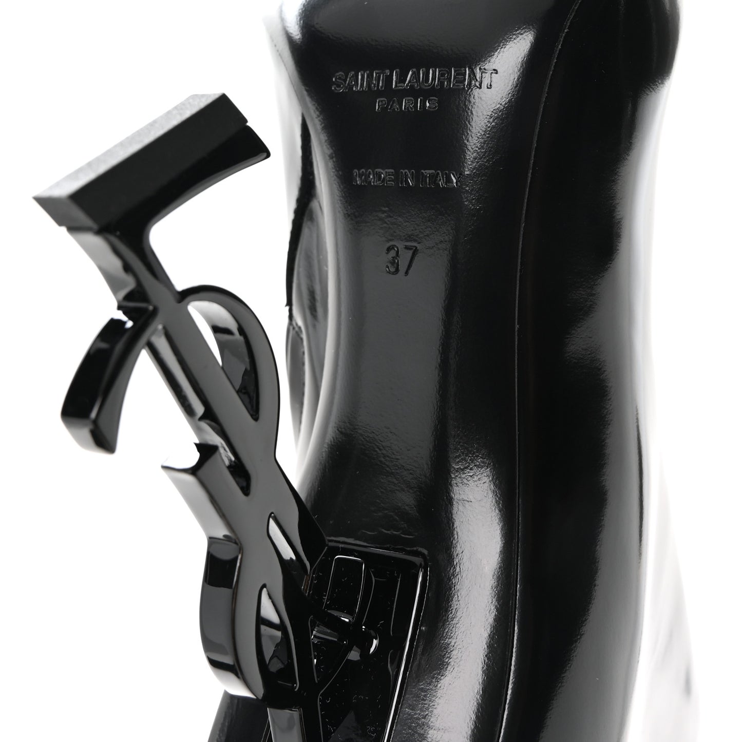 Glazed Calfskin Opyum Ankle Boots 37 Black