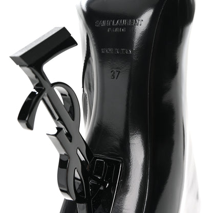 Saint Laurent Glazed Calfskin Opyum Ankle Boots 37 Black 7 of 9